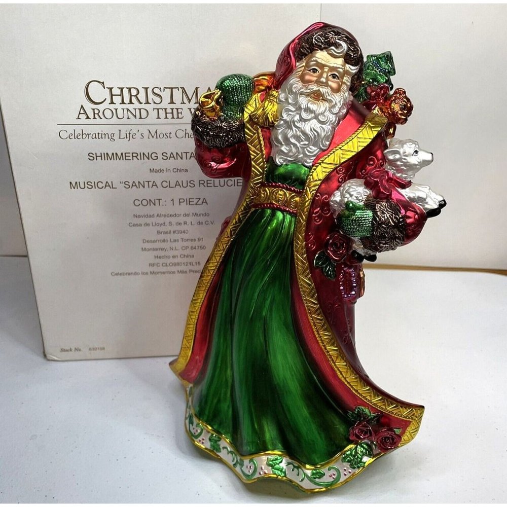 Christmas House Of Lloyd Shimmering Musical Santa 11” Original Box & Packaging